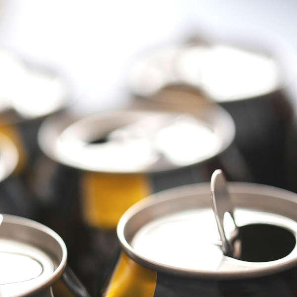Close up of beer cans